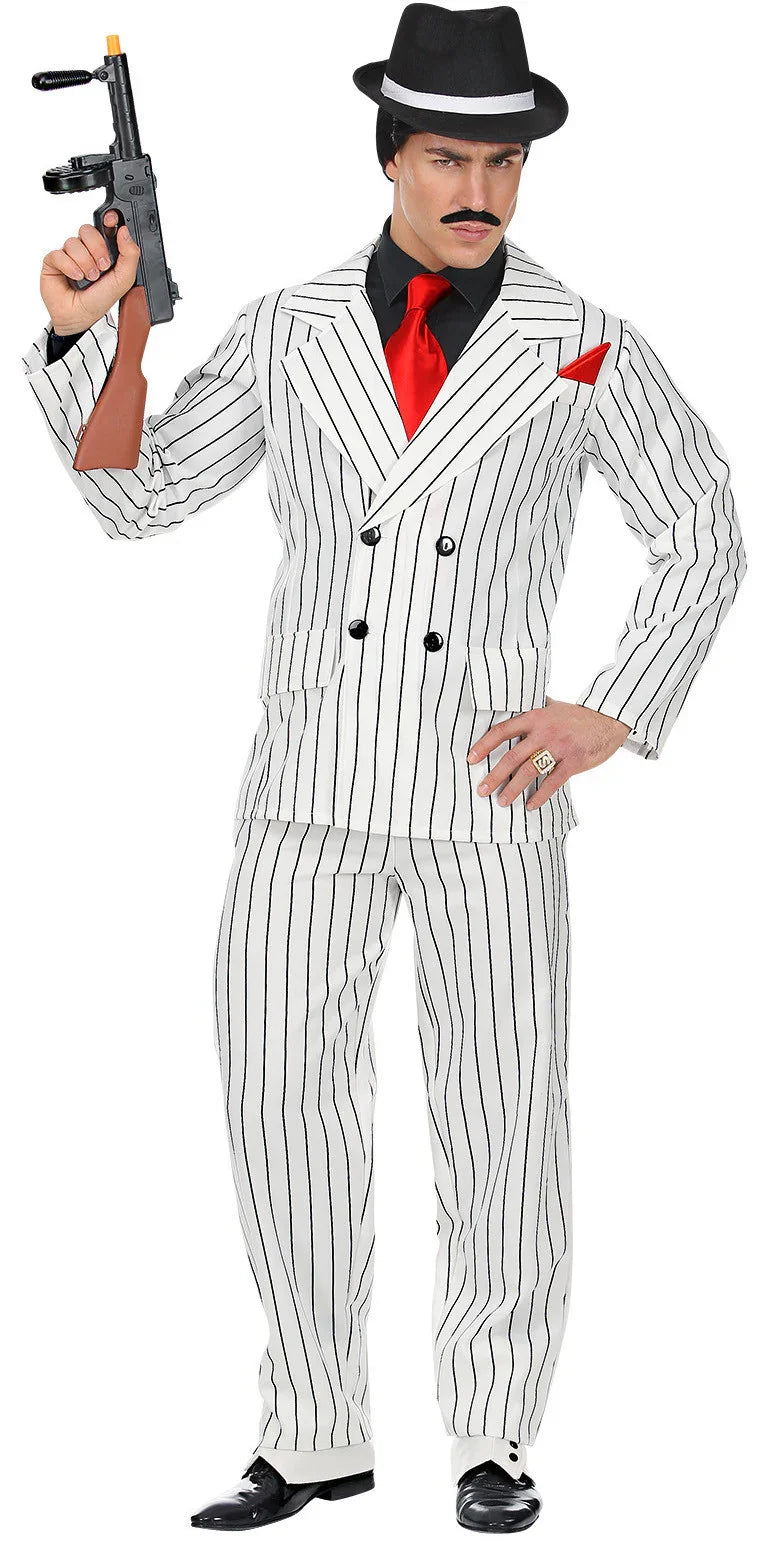 Disfraz de Gangster de la Mafia Blanco para Hombre Años 20 Charleston y Gangster Widmann